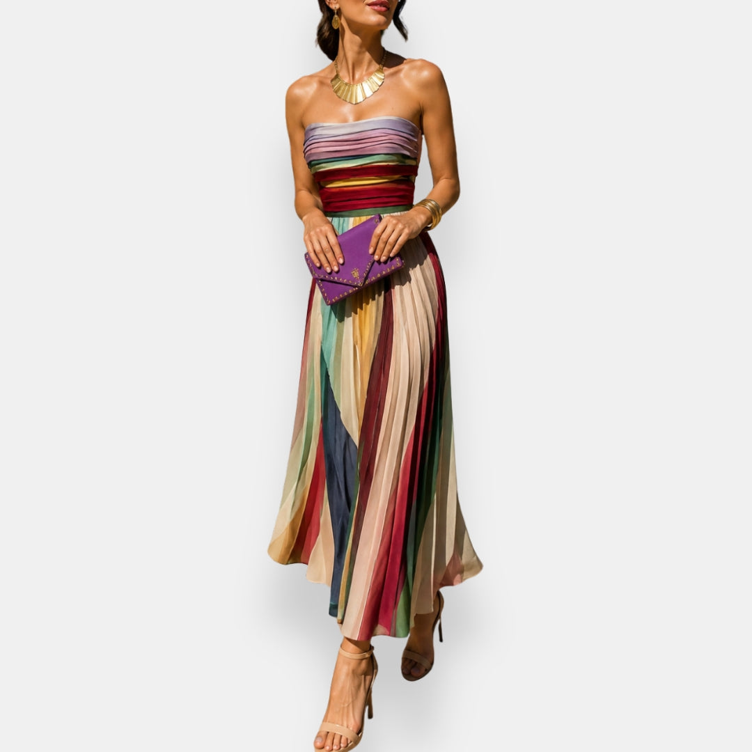 Vestido Armonie | Maxi Plisado Multicolor