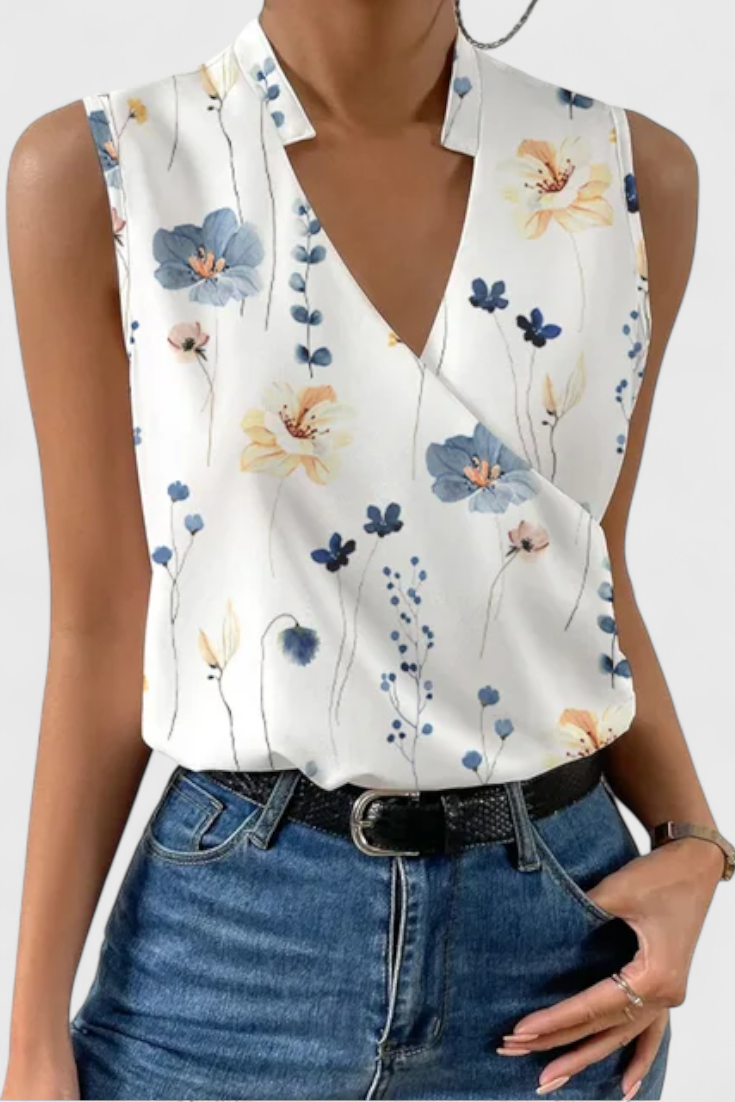 Blusa Éline | Cruzada Satinada sin Mangas
