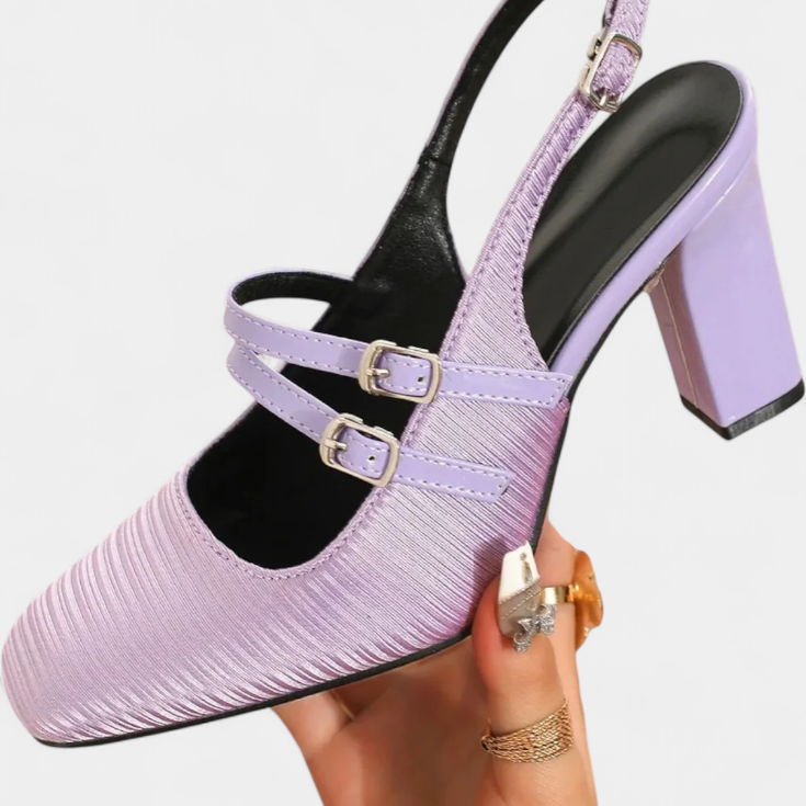 Zapato Céleste | Salón Slingback de Doble Hebilla