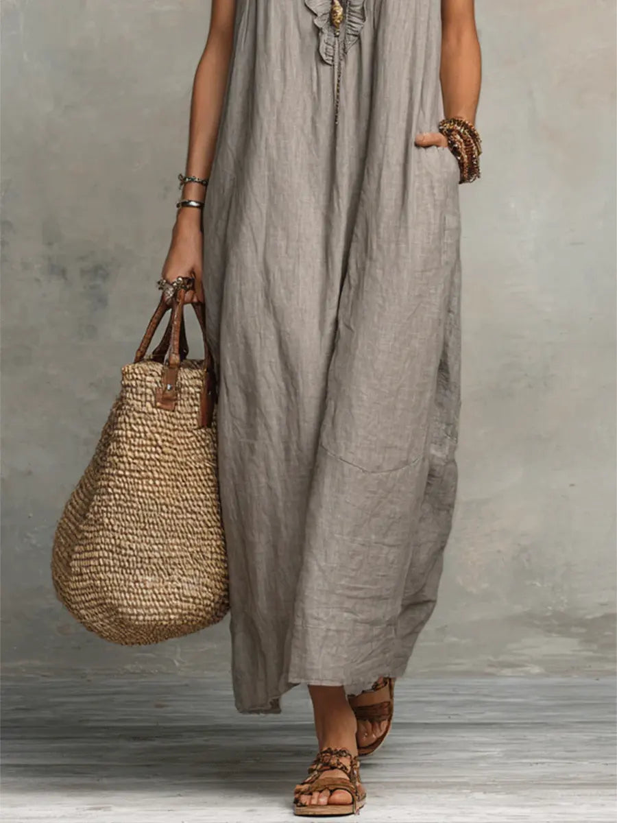 Vestido Maƫlys | Maxi Boho de Lino con Volantes