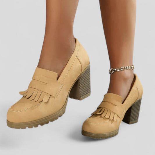 Zapato Valenne | Mocasín de Tacón con Flecos