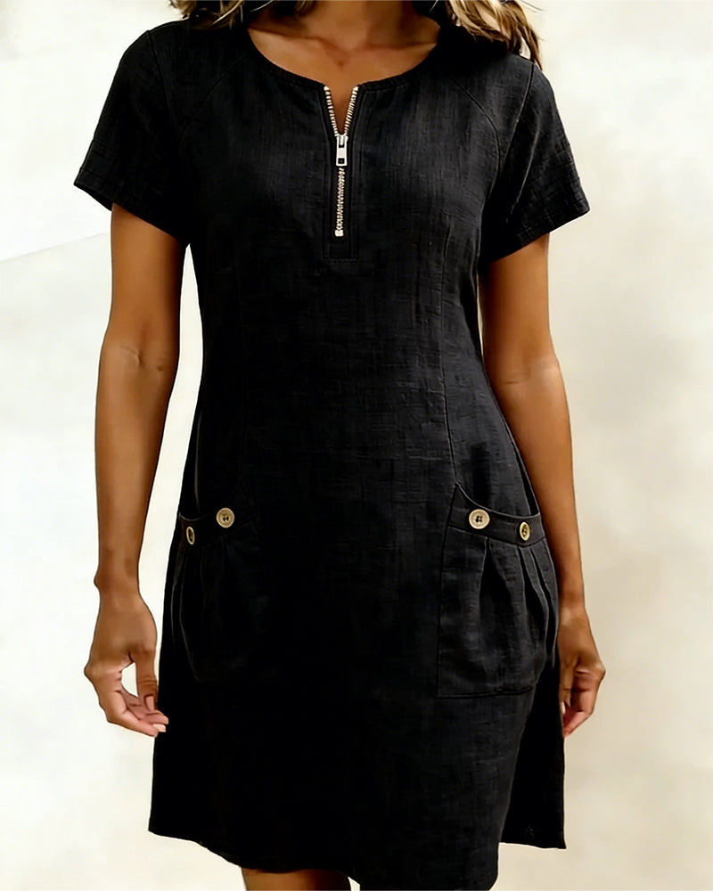 Vestido Elenya | Casual con Cremallera y Bolsillos