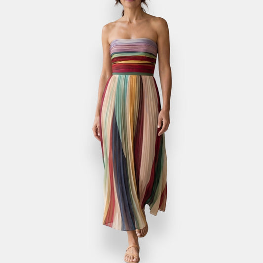 Vestido Armonie | Maxi Plisado Multicolor