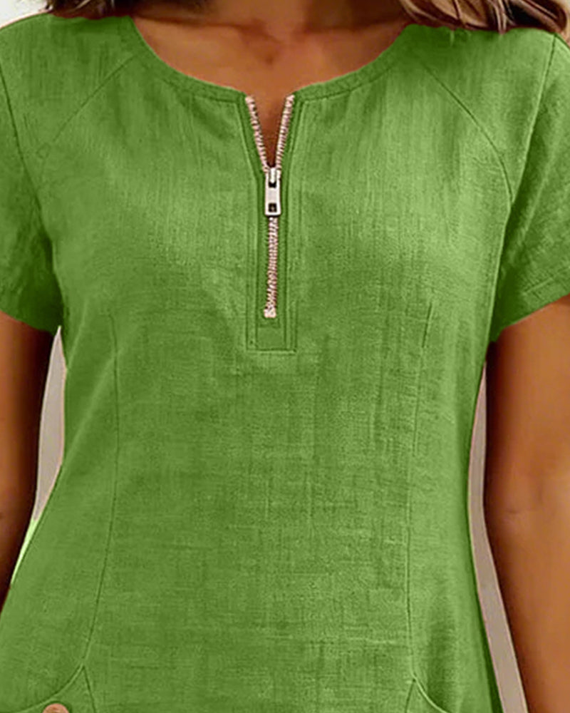 Vestido Elenya | Casual con Cremallera y Bolsillos