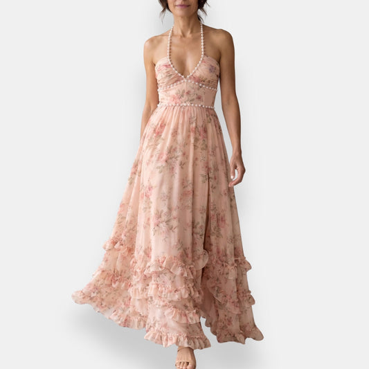 Vestido Éloane | Maxi Floral de Volantes