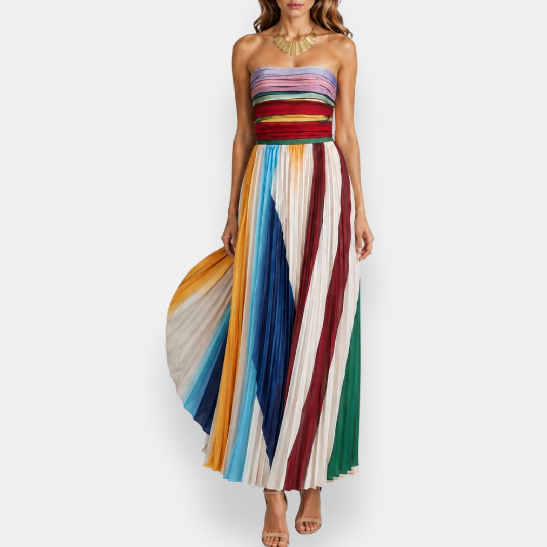 Vestido Armonie | Maxi Plisado Multicolor