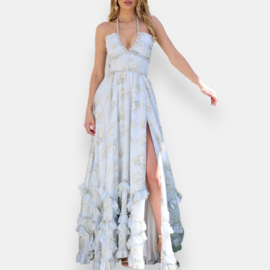 Vestido Éloane | Maxi Floral de Volantes