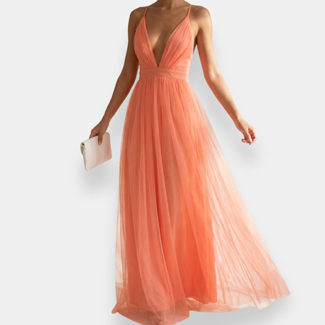 Vestido Coralie | Maxi Escote Plisado