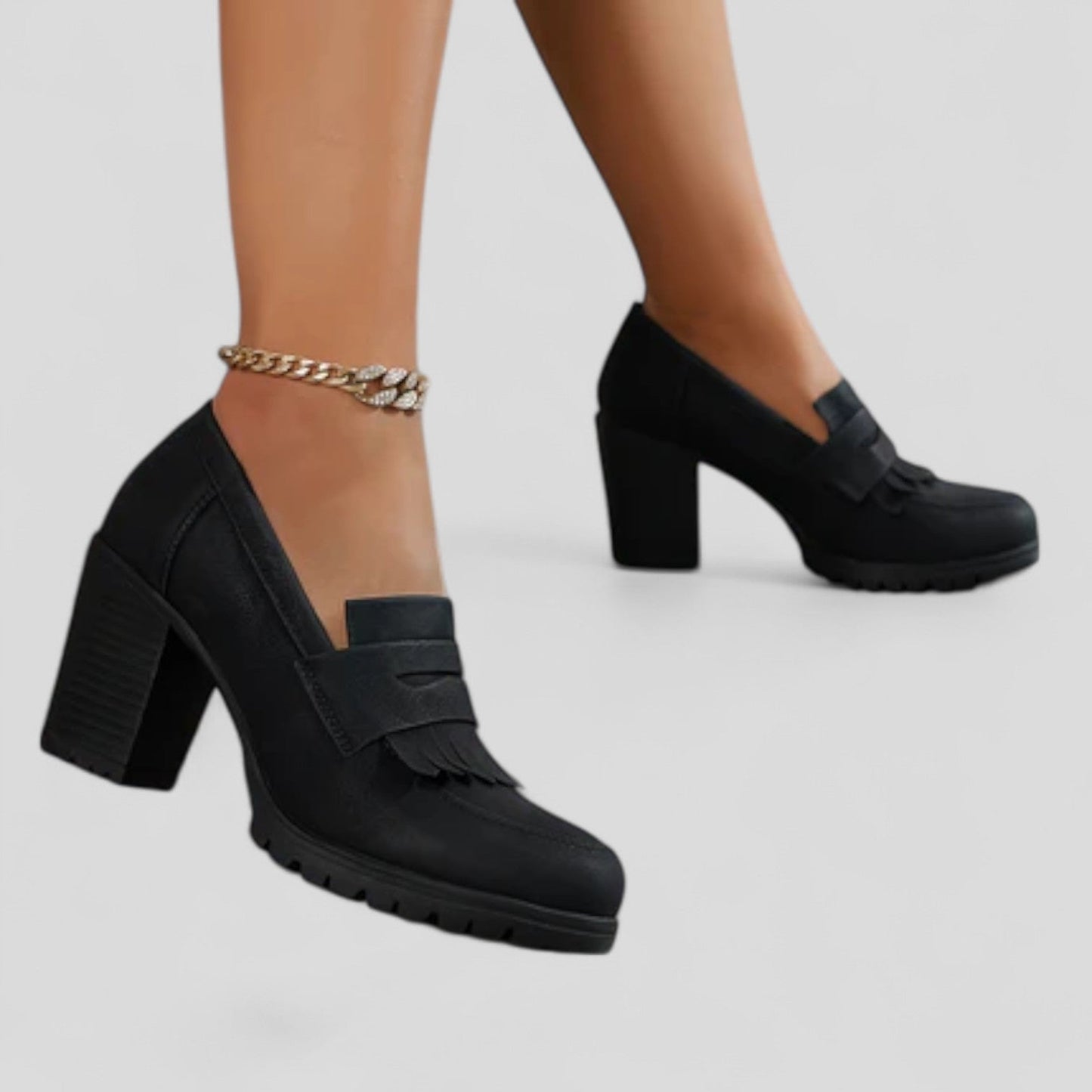 Zapato Valenne | Mocasín de Tacón con Flecos