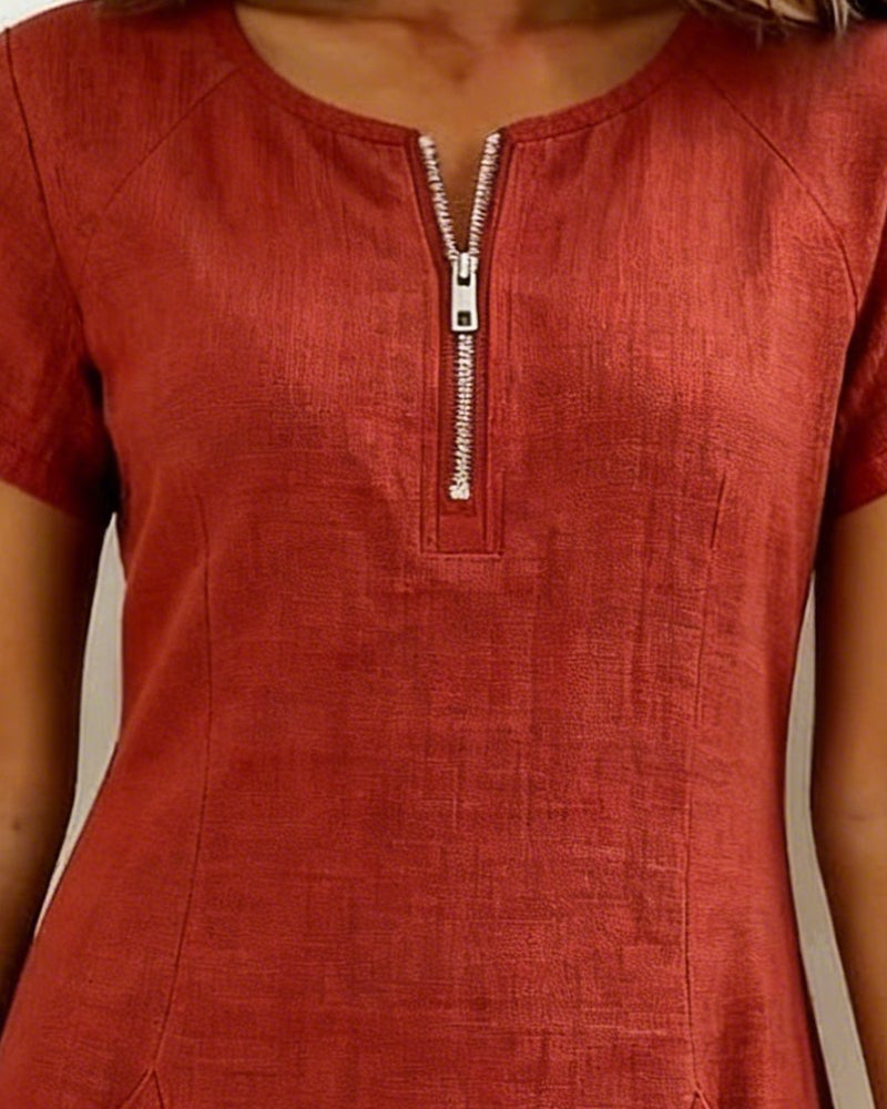Vestido Elenya | Casual con Cremallera y Bolsillos