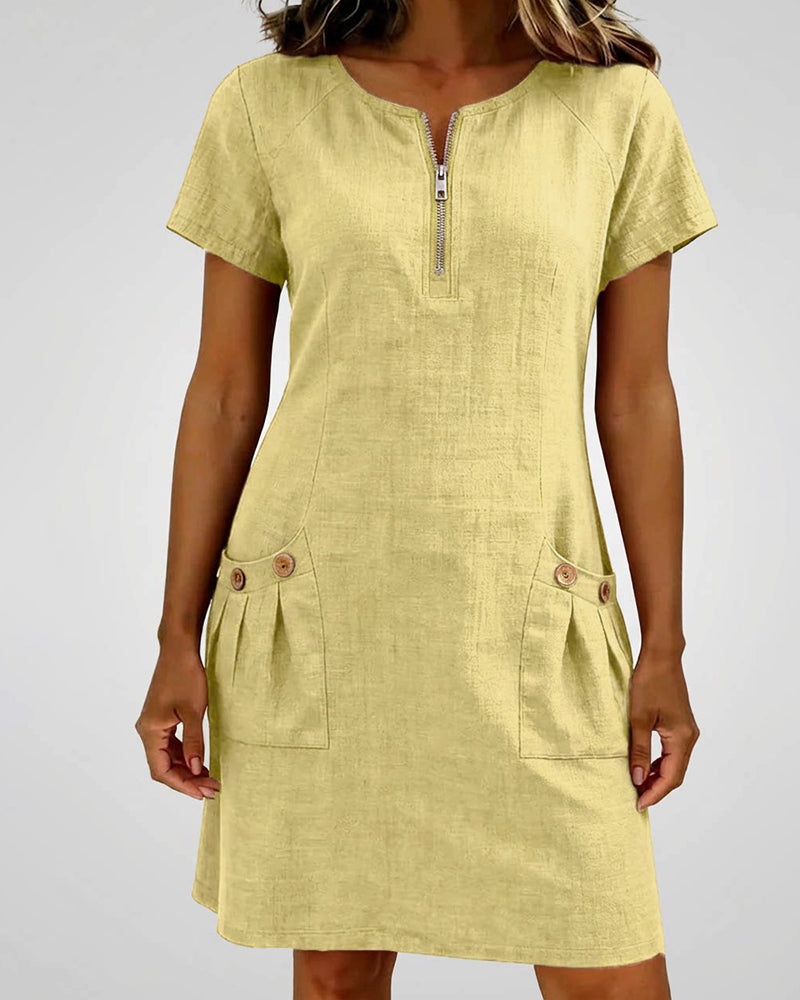 Vestido Elenya | Casual con Cremallera y Bolsillos