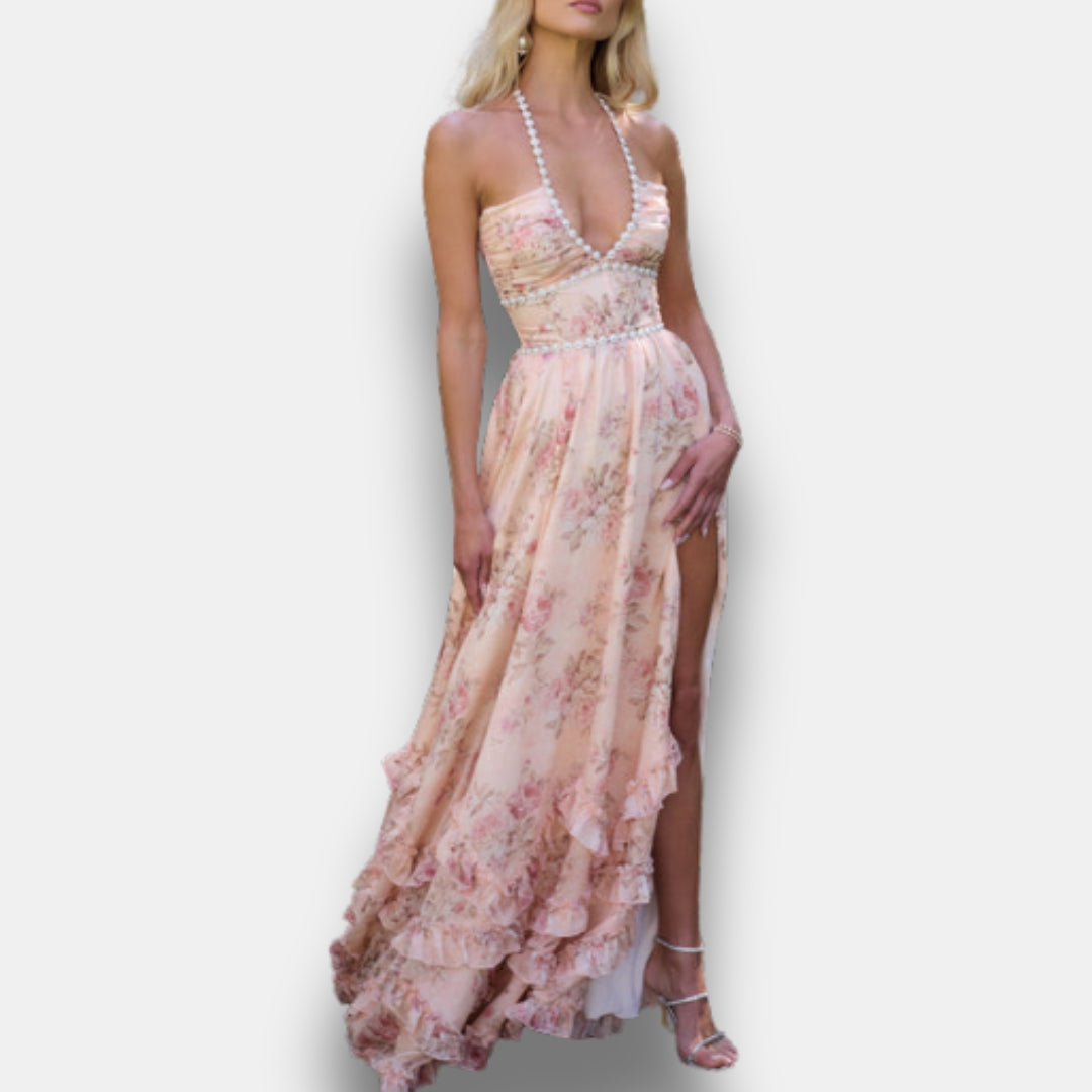 Vestido Éloane | Maxi Floral de Volantes