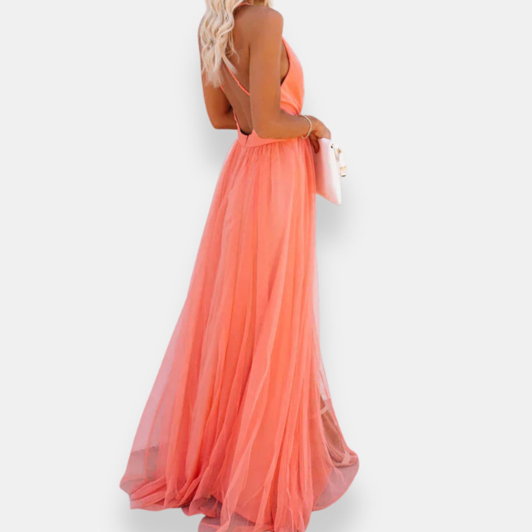 Vestido Coralie | Maxi Escote Plisado