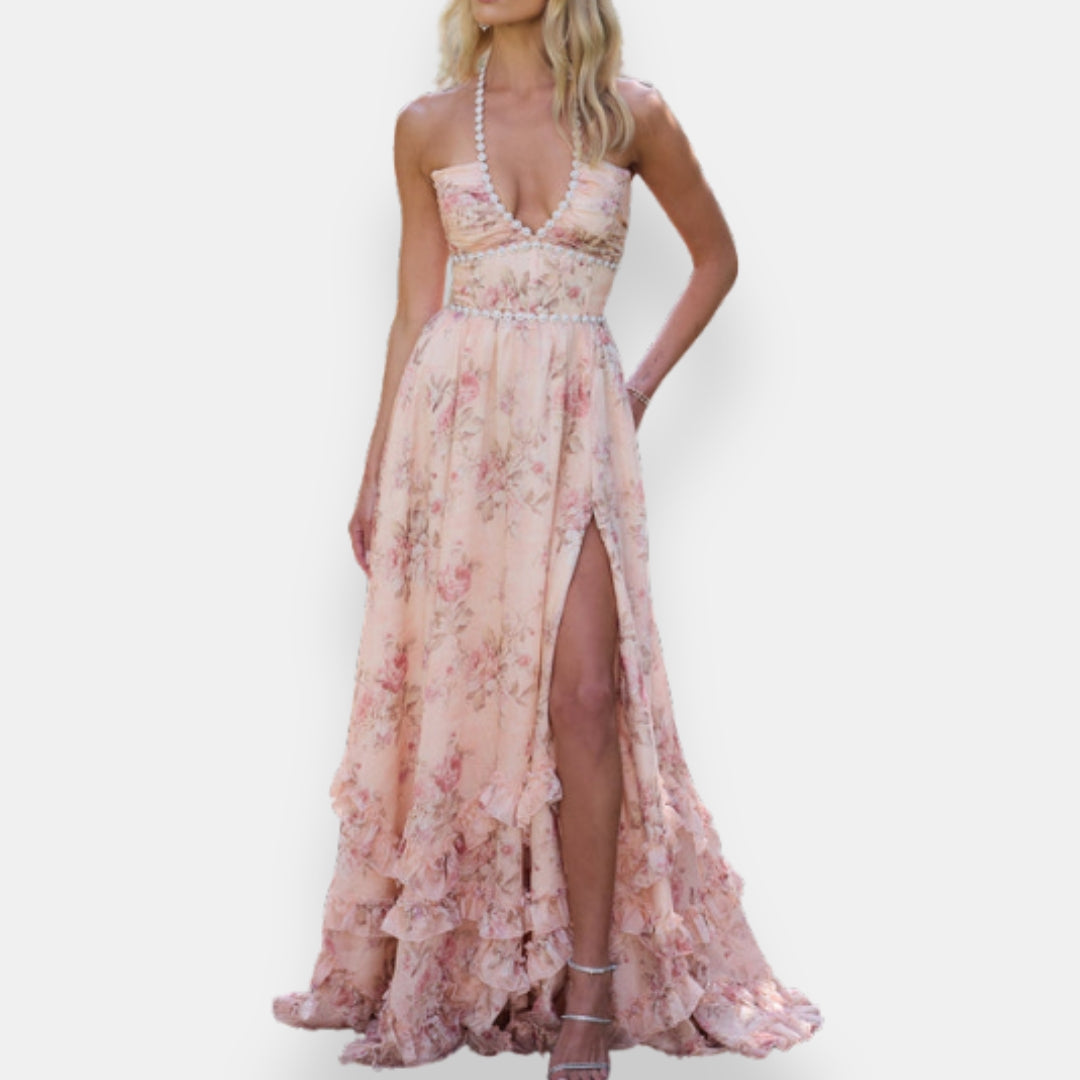 Vestido Éloane | Maxi Floral de Volantes