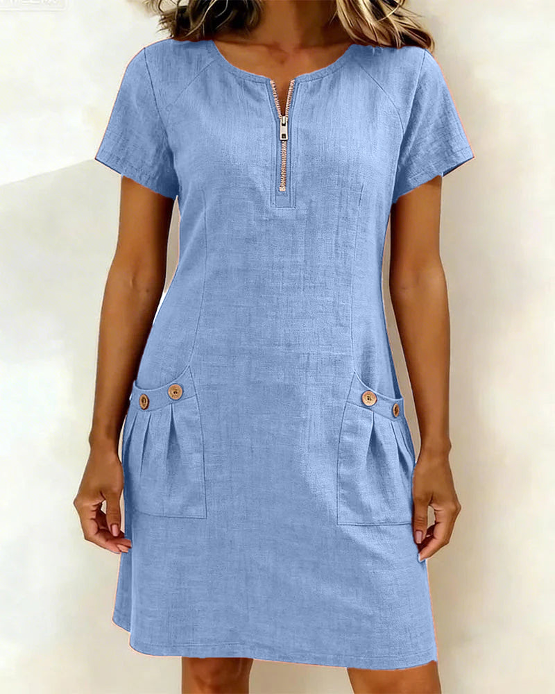 Vestido Elenya | Casual con Cremallera y Bolsillos