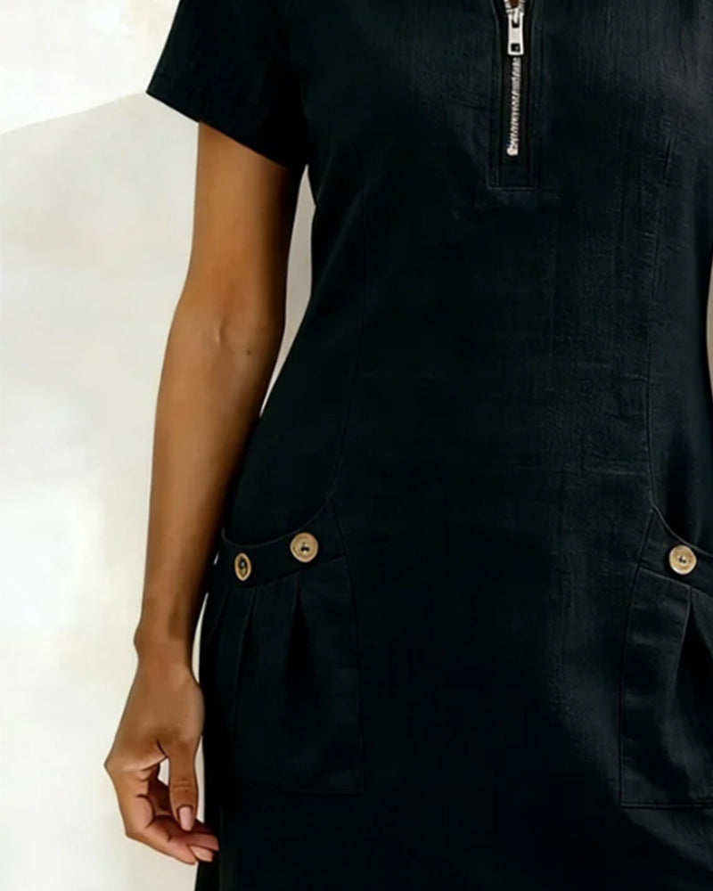 Vestido Elenya | Casual con Cremallera y Bolsillos
