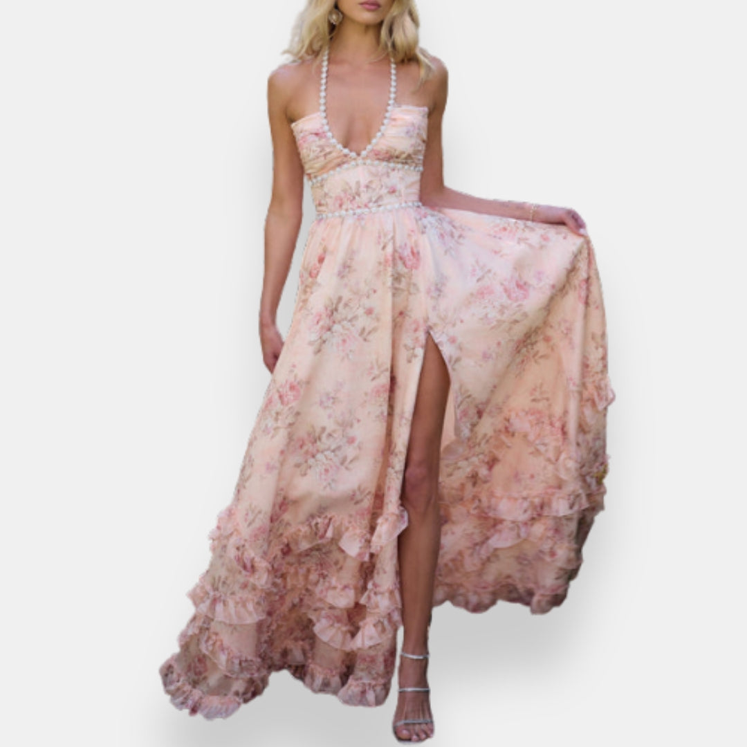 Vestido Éloane | Maxi Floral de Volantes
