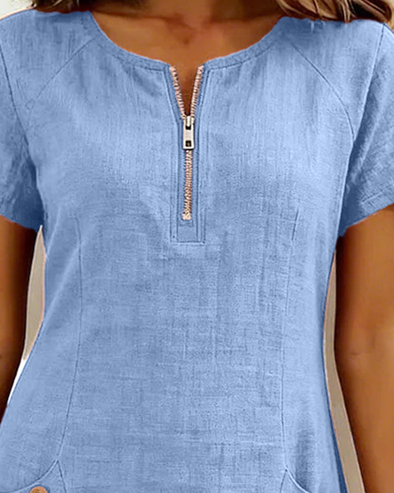 Vestido Elenya | Casual con Cremallera y Bolsillos