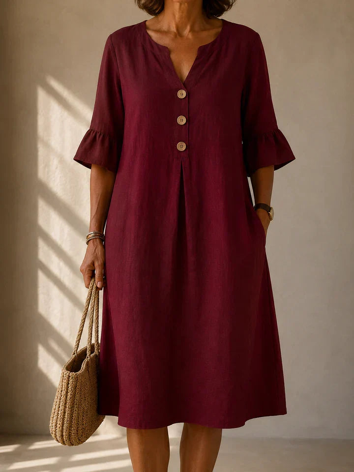DELACROIX | Robe Boutonnée Pli Creux Charlotte