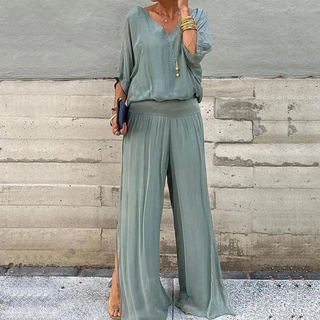Conjunto Lysara | Blusa Fluida y Pantalón Palazzo