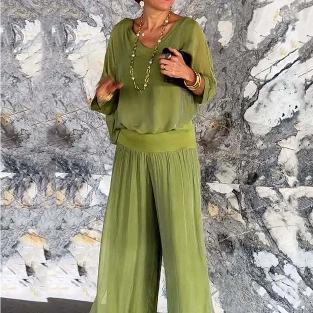 Conjunto Lysara | Blusa Fluida y Pantalón Palazzo