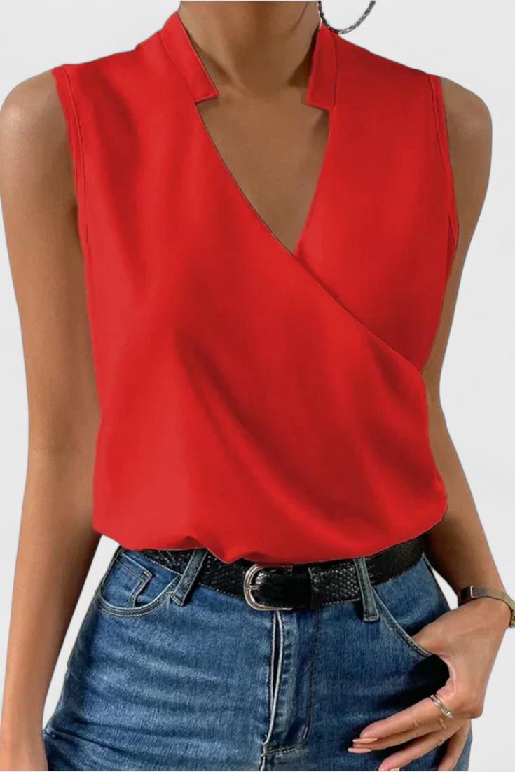 Blusa Éline | Cruzada Satinada sin Mangas