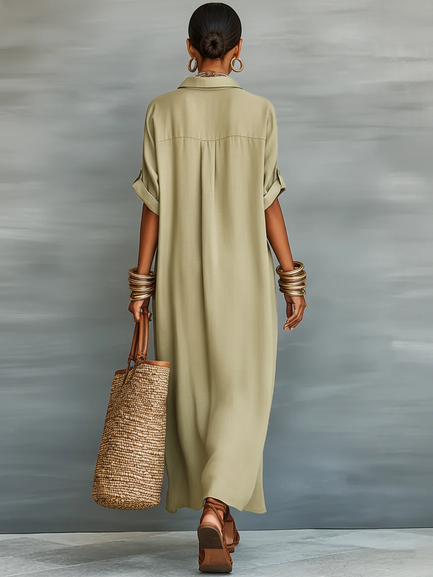 Vestido Elaris | Camisero Maxi de Lino
