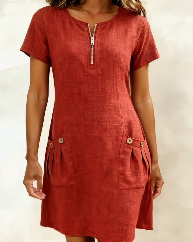 Vestido Elenya | Casual con Cremallera y Bolsillos