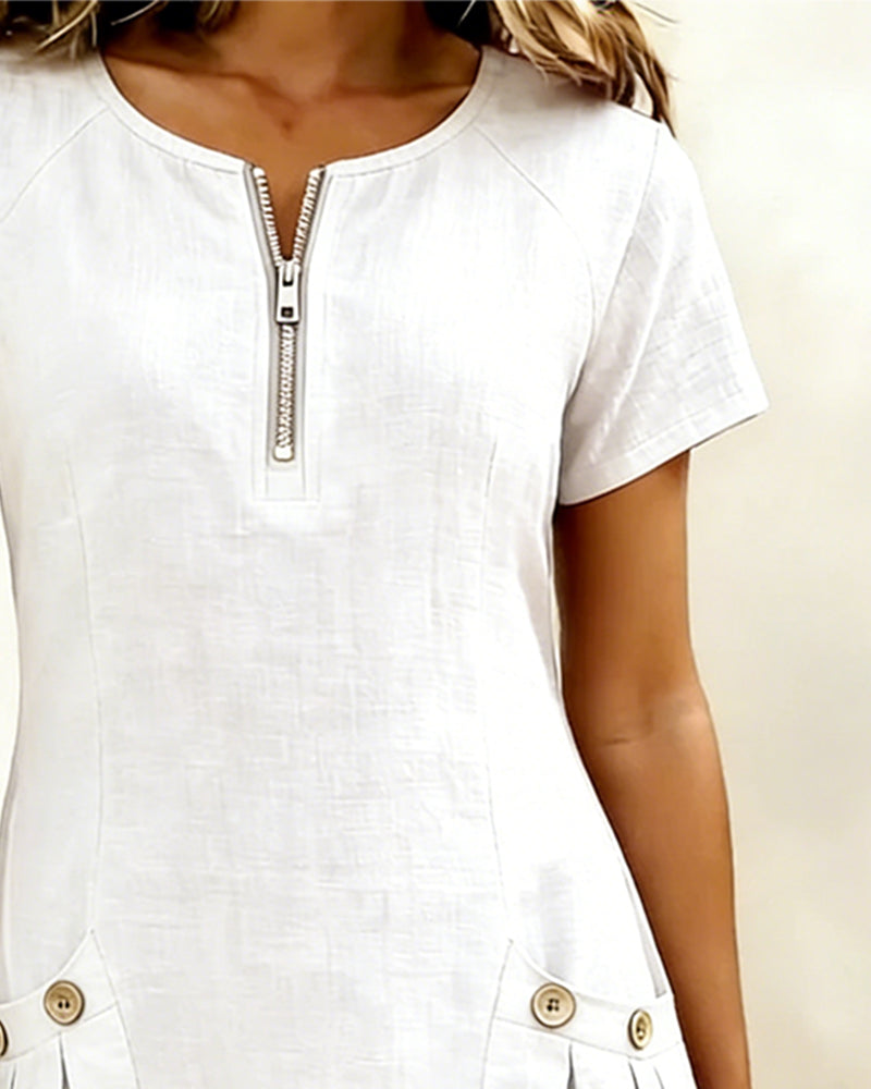 Vestido Elenya | Casual con Cremallera y Bolsillos