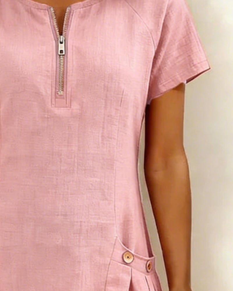 Vestido Elenya | Casual con Cremallera y Bolsillos