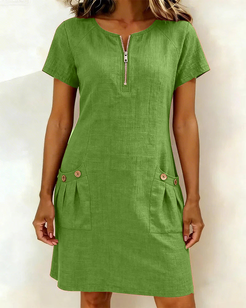 Vestido Elenya | Casual con Cremallera y Bolsillos
