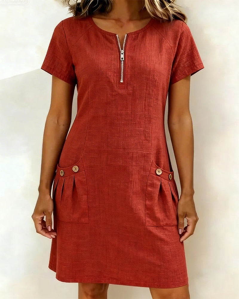 Vestido Elenya | Casual con Cremallera y Bolsillos