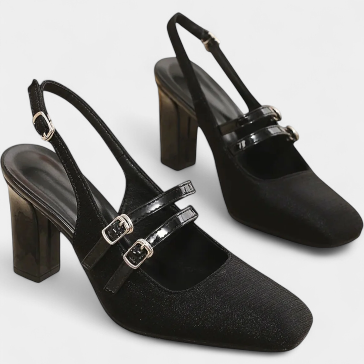 Zapato Céleste | Salón Slingback de Doble Hebilla