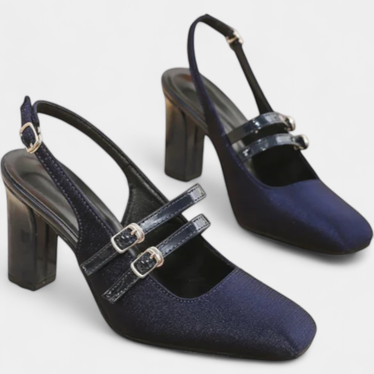 Zapato Céleste | Salón Slingback de Doble Hebilla