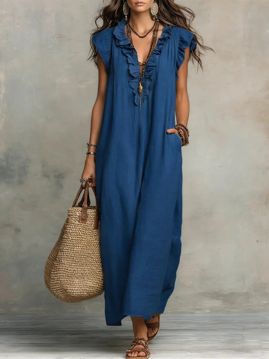 Vestido Maëlys | Maxi Boho de Lino con Volantes