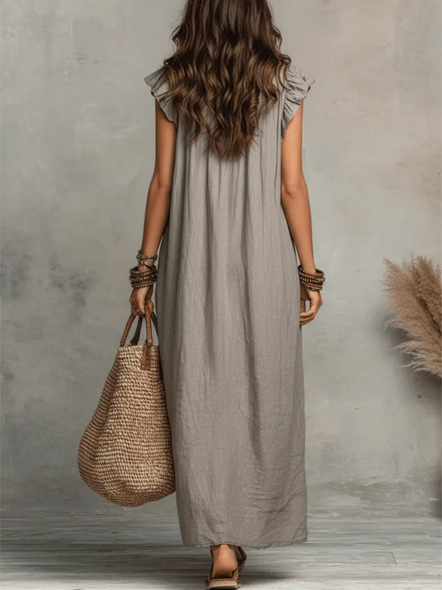 Vestido Maëlys | Maxi Boho de Lino con Volantes