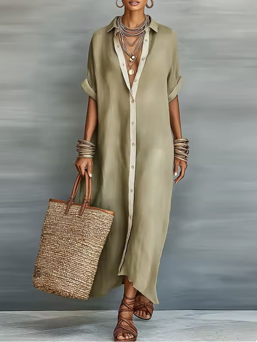 Vestido Elaris | Camisero Maxi de Lino